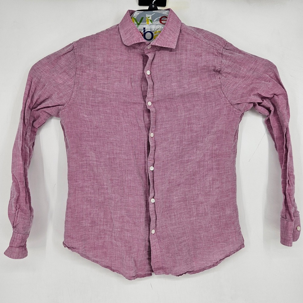Baird McNutt Shirt Mens Large Murano‎ Linen Blend Button Up Dark Pink Preppy